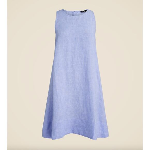 J.Crew Petite Maxine Button Back Dress Linen Shift Mini French Blue Large - Picture 4 of 12